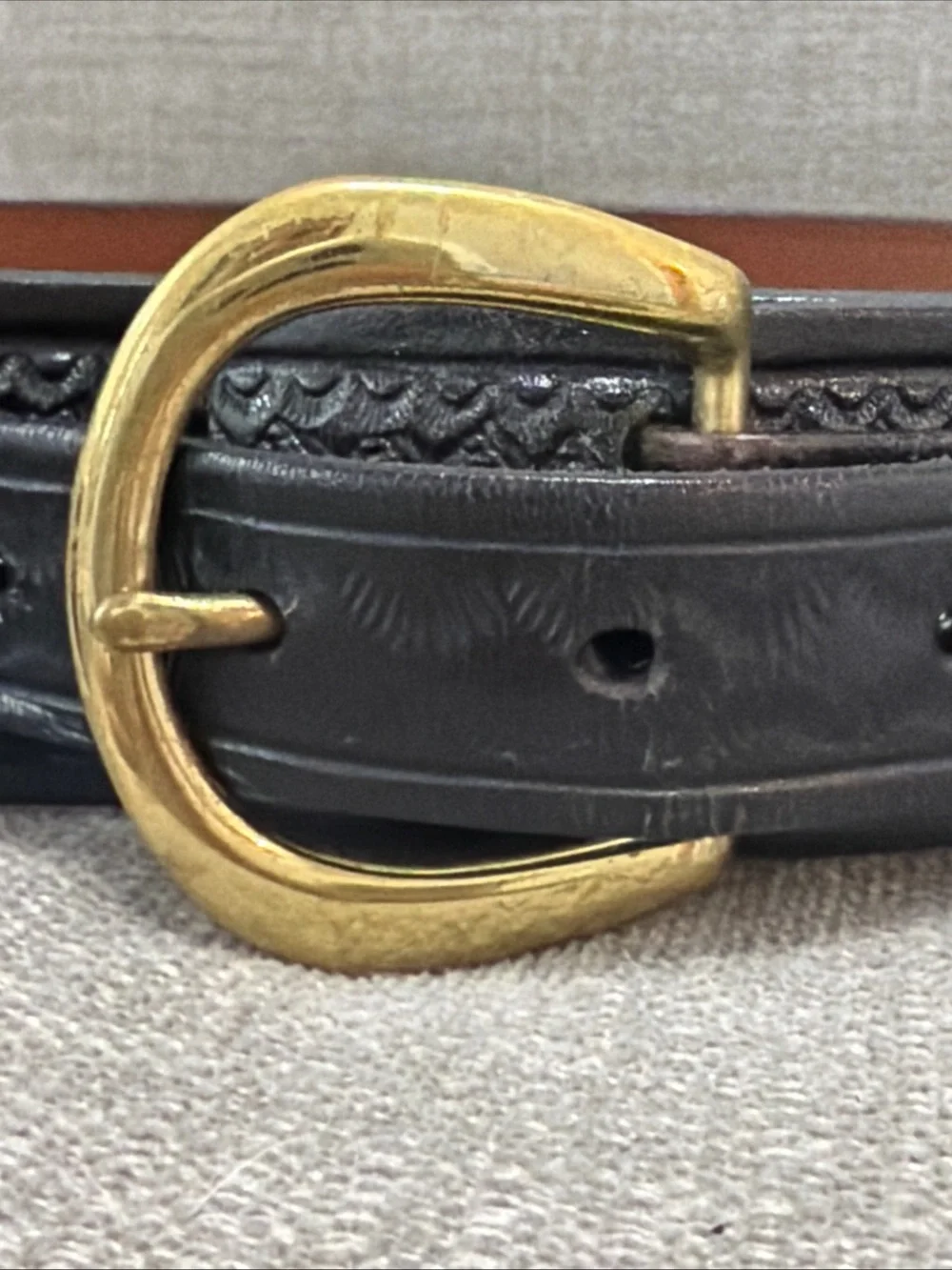 Vintage Don Hume Basket Weave River Belt Black